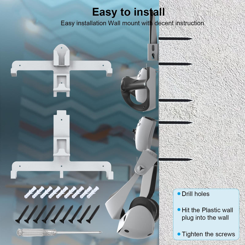 Wall Storage Bracket For Ps5 Vr2 Helmet / Headset / Handle / Remote Control - White