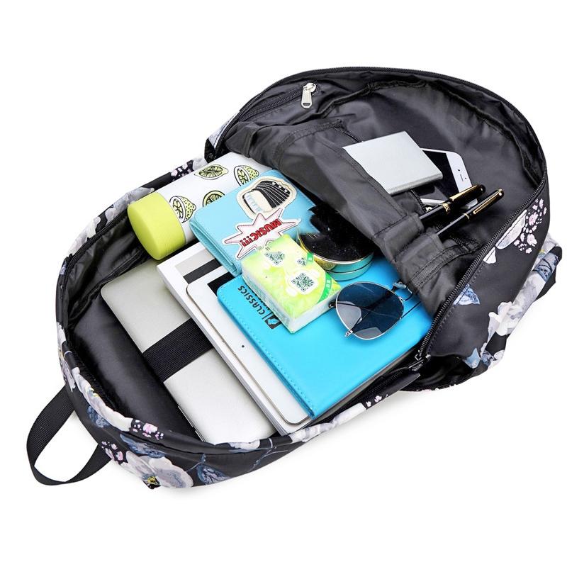 Small Fresh Printed Backpack Set - 3 Pieces for Students - Green