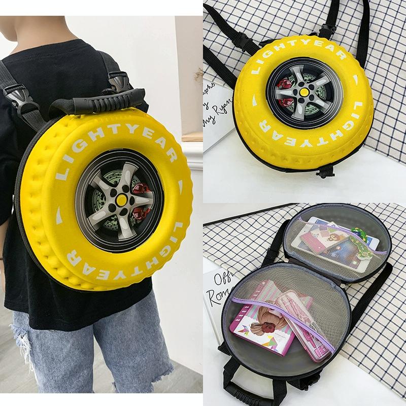 Kindergarten Shoulder Bag - Tire Shaped for Kids - Yellow