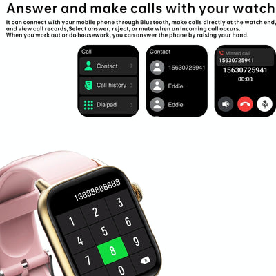 1.83 Inch Bt5.2 Smart Sport Watch Support Sleep / Heart Rate / Blood Oxygen / Temperature / Blood Pressure Health Monitor - Black + White