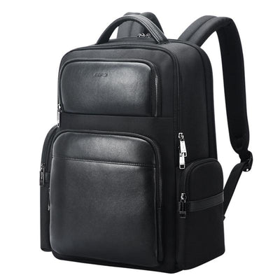 Large-Capacity Business Laptop Backpack With Usb & Type-C Port - First-Layer Cowhide Black