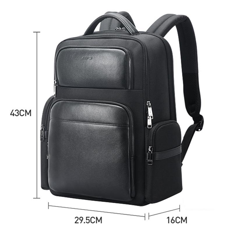 Large-Capacity Business Laptop Backpack With Usb & Type-C Port - First-Layer Cowhide Black