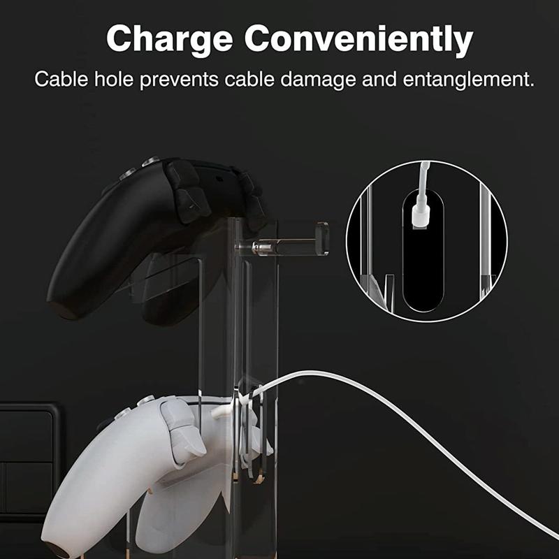 Black Acrylic Game Controller Display Stand With Headphone Hanger