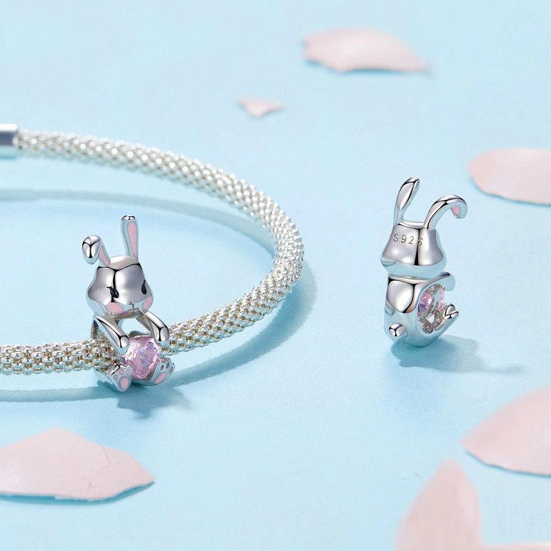 925 Sterling Silver Easter Bunny Diy Beads