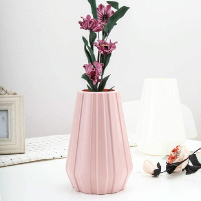 2-piece Plastic Vase for Creative Flower Arrangements - Pink