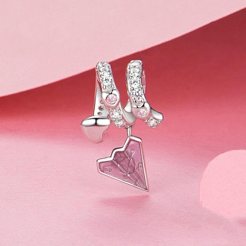 925 Sterling Silver Paper Airplane Love Letter Pendant