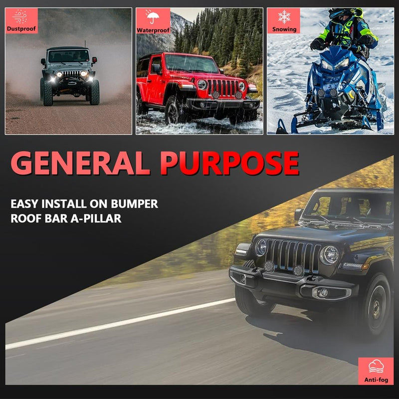 55W 6000Lm / 6000K Off - Road Vehicle Round Work Light - White