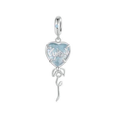 925 Sterling Silver Blue Heart Balloon Diy Beads