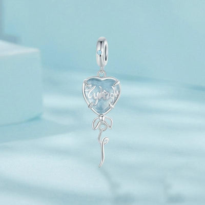 925 Sterling Silver Blue Heart Balloon Diy Beads