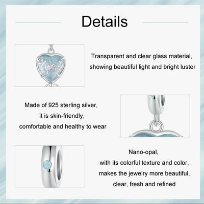 925 Sterling Silver Blue Heart Balloon Diy Beads