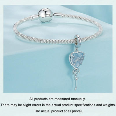 925 Sterling Silver Blue Heart Balloon Diy Beads