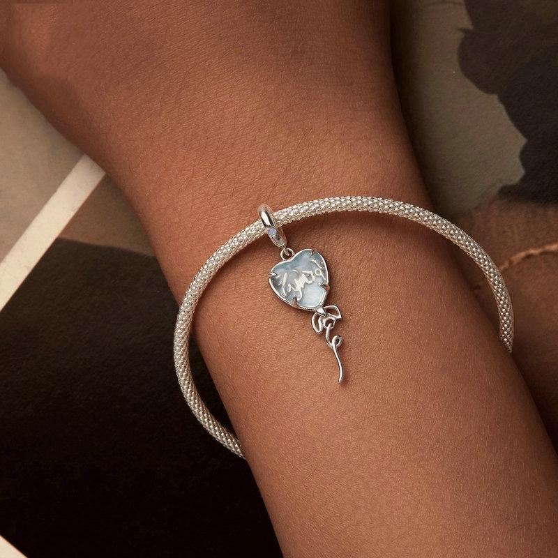 925 Sterling Silver Blue Heart Balloon Diy Beads