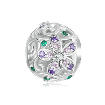 925 Sterling Silver Platinum Plated Hollow Flower Vine Diy Beads