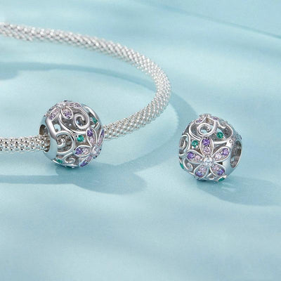 925 Sterling Silver Platinum Plated Hollow Flower Vine Diy Beads