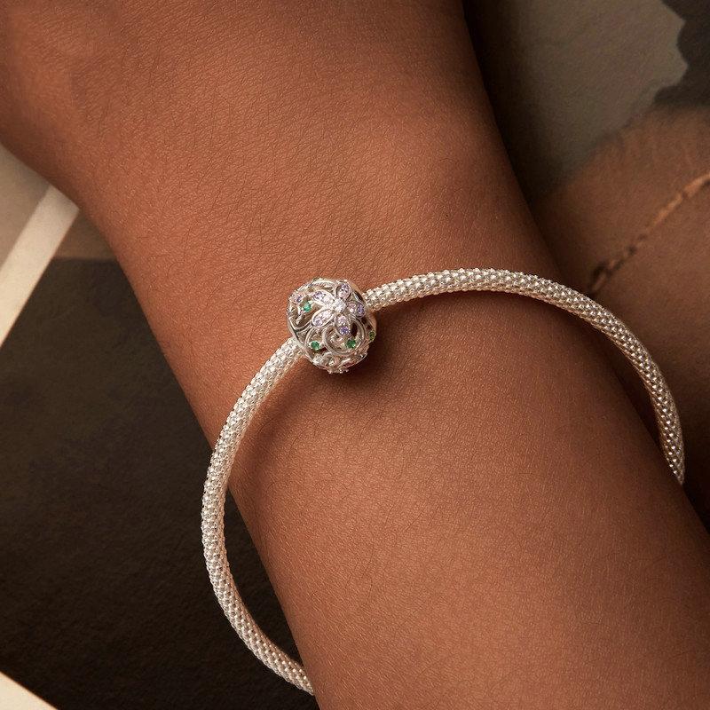 925 Sterling Silver Platinum Plated Hollow Flower Vine Diy Beads