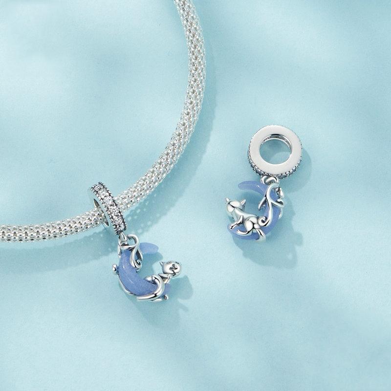 925 Sterling Silver Luminous Moon Cat Pendant