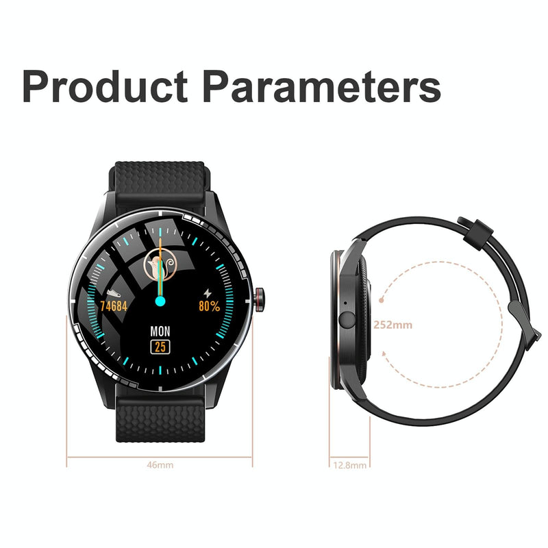 1.28 Inch Touch Screen Ip67 Waterproof Smart Watch Support Bluetooth Call / Sleep Monitoring / Heart Rate Monitoring Black