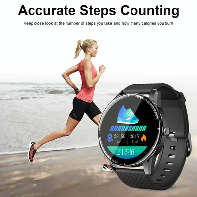 1.28 Inch Touch Screen Ip67 Waterproof Smart Watch Support Bluetooth Call / Sleep Monitoring / Heart Rate Monitoring Black