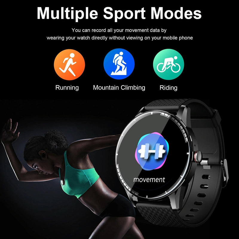 1.28 Inch Touch Screen Ip67 Waterproof Smart Watch Support Bluetooth Call / Sleep Monitoring / Heart Rate Monitoring Black