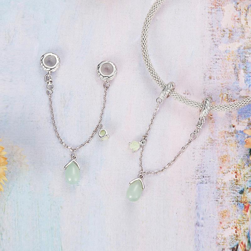 925 Sterling Silver Water Drop Safety Chain Bracelet