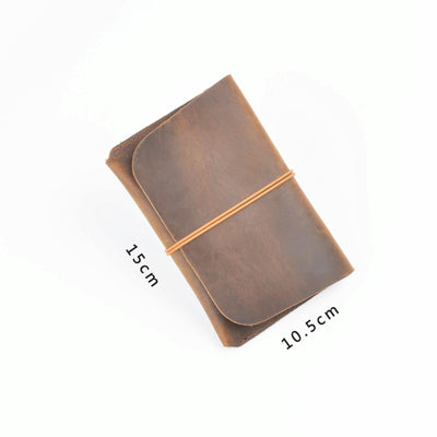 Retro Passport Wallet For Travel Crazy Horse Skin - Brown