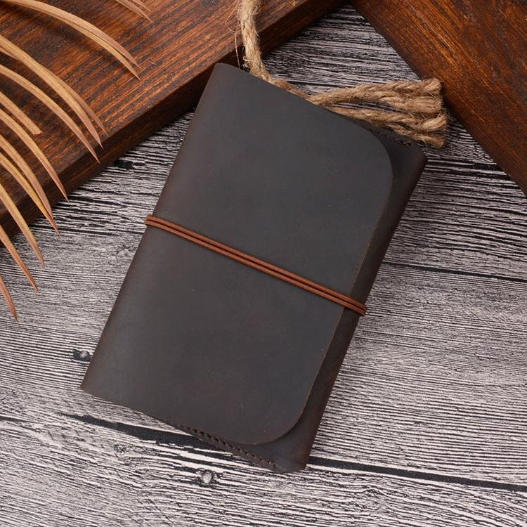 Retro Passport Wallet For Travel Crazy Horse Skin - Brown