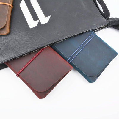 Retro Passport Wallet For Travel Crazy Horse Skin - Brown