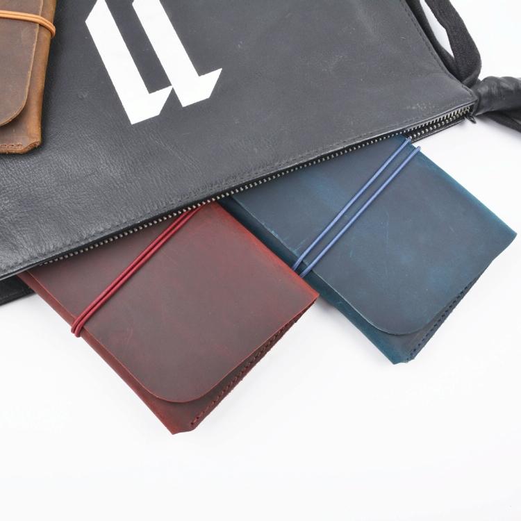 Retro Passport Wallet For Travel Crazy Horse Skin - Brown