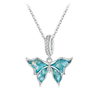 925 Sterling Silver Platinum Plated Butterfly Pendant Beads