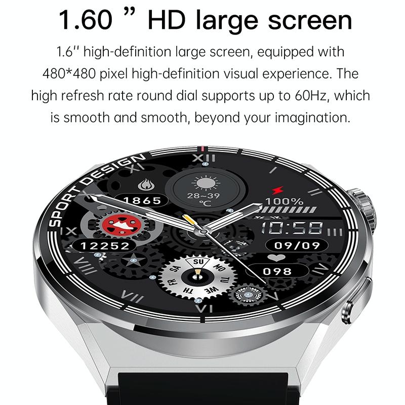 1.60 Inch Black Dial Silicone Band Ip68 Waterproof Smart Watch Support Bluetooth Call Black