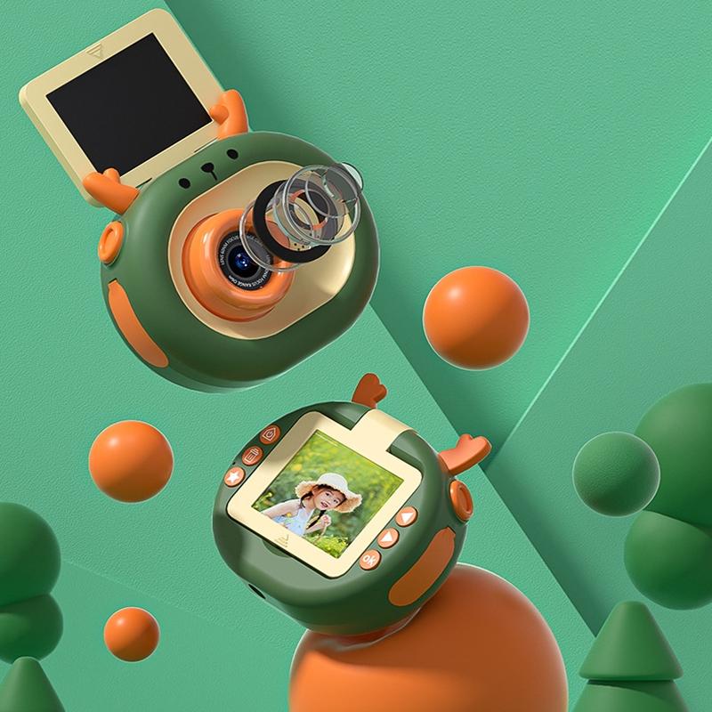 180-degree Flip-screen Cartoon Digital Camera with Stand 2.4-inch 1080p Hd - Violet