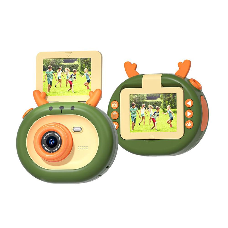 180-degree Flip-screen Cartoon Digital Camera with Stand 2.4-inch 1080p Hd - Violet