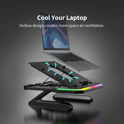 Adjustable Laptop Stand with 9 Levels of Lighting - Black