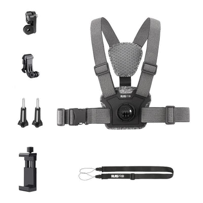 Adjustable Chest Strap with Mount and Screw - 6 In 1 Phone Clamp