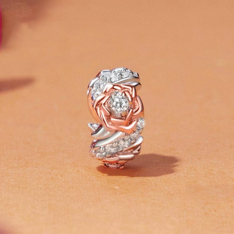 925 Sterling Silver Diy Beaded Rose Bracelet