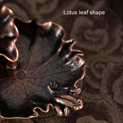 Bronze Lotus Leaf Inverted Incense Burner - Antique Indoor - Copper Colour