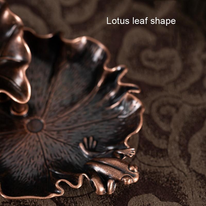 Bronze Lotus Leaf Inverted Incense Burner - Antique Indoor - Copper Colour