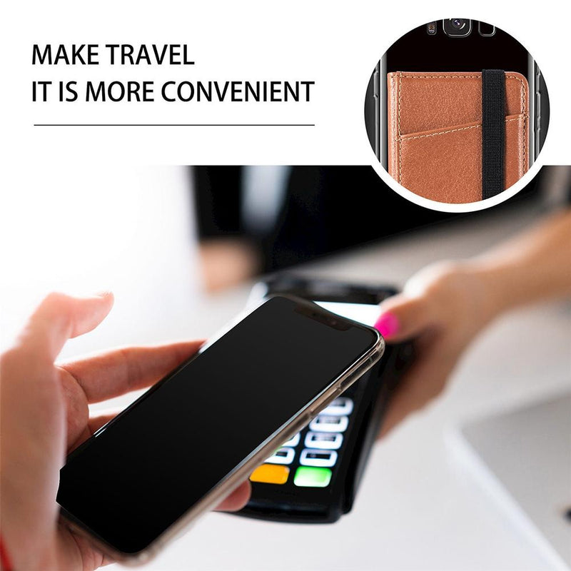 Pu Leather Phone Card Holder With Bracket Multifunctional - Black