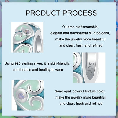 925 Sterling Silver Colorful Retro Silicone Diy Beads