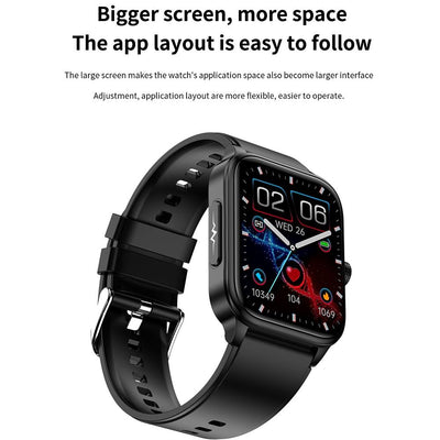 1.91 Inch Ip67 Waterproof Silicone Band Smart Watch Support Ecg / Non-Invasive Blood Glucose Measurement - Black