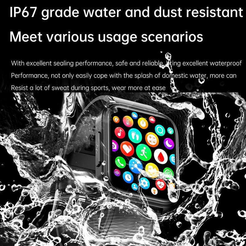 1.91 Inch Ip67 Waterproof Silicone Band Smart Watch Support Ecg / Non-Invasive Blood Glucose Measurement - Black