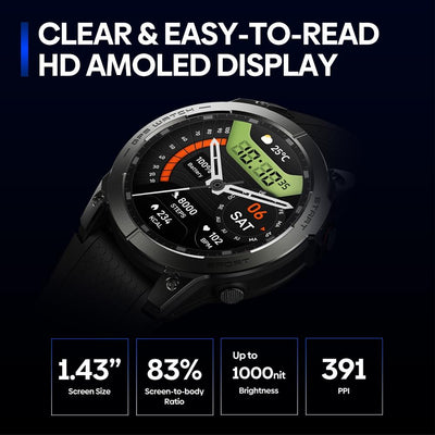 1.43 Inch Amoled Screen Sports Smart Watch Support Bluetooth Call - Black
