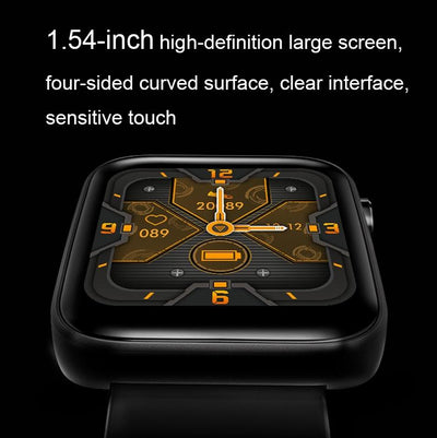 1.54 Inch Body Temperature Monitoring Smart Watch With Flashlight Function Black