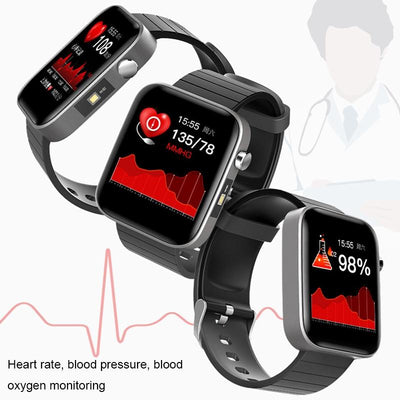 1.54 Inch Body Temperature Monitoring Smart Watch With Flashlight Function Black