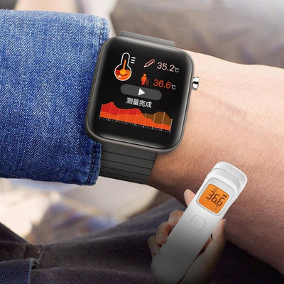 1.54 Inch Body Temperature Monitoring Smart Watch With Flashlight Function Black