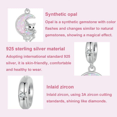 925 Sterling Silver Fantasy Moon Cat Pendant Plated