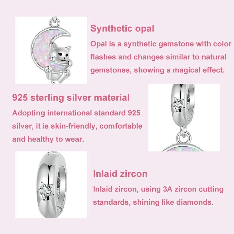 925 Sterling Silver Fantasy Moon Cat Pendant Plated