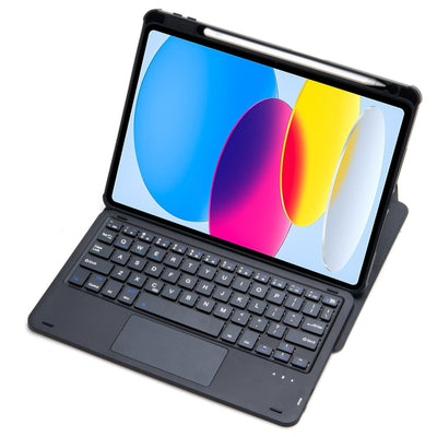 360 Rotation Bluetooth Keyboard Leather Case For Ipad 10.9 2022 - Transparent Acrylic With Touch Control - Black