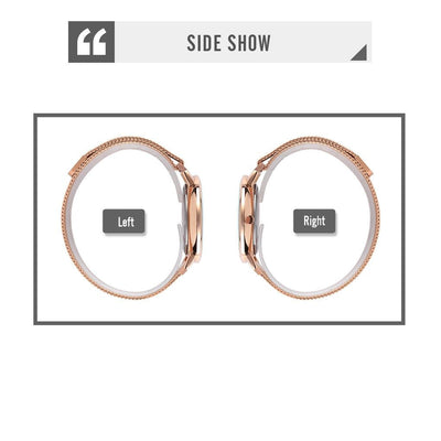 Women Metal Mesh Quartz Watch with Non-scale Dial - Rose Gold White Surface