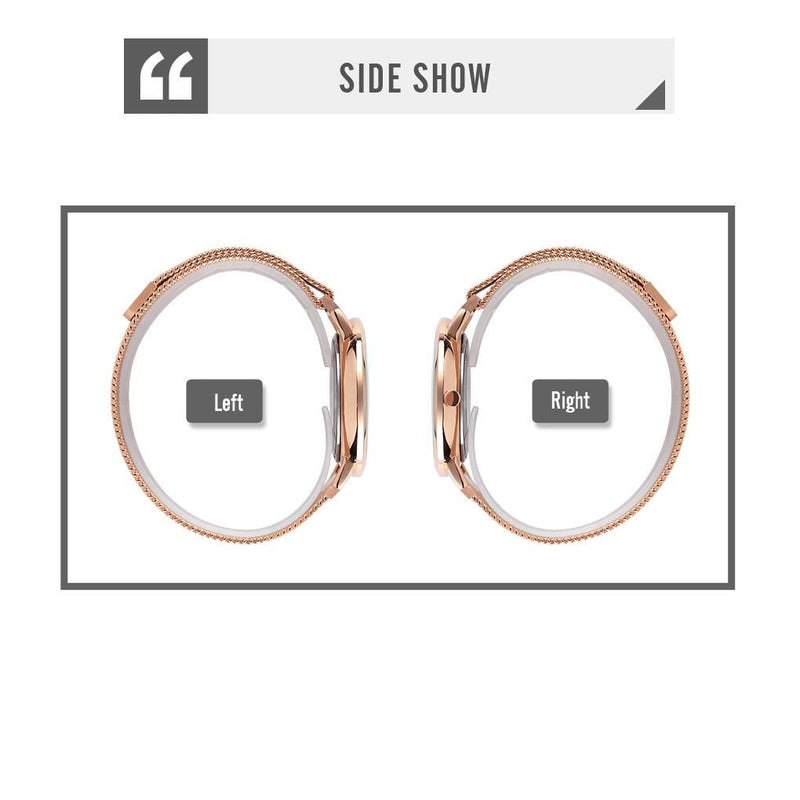 Women Metal Mesh Quartz Watch with Non-scale Dial - Rose Gold White Surface